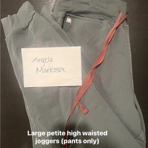 Gray High Waisted Joggers with Rust Drawstring